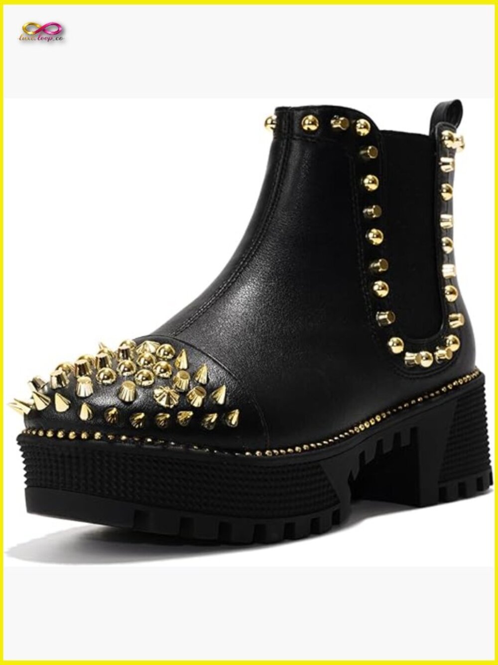 Spiky Platform Combat Boots Chunky Sole Studded Edgy Y2K Trendy Round Toe Block